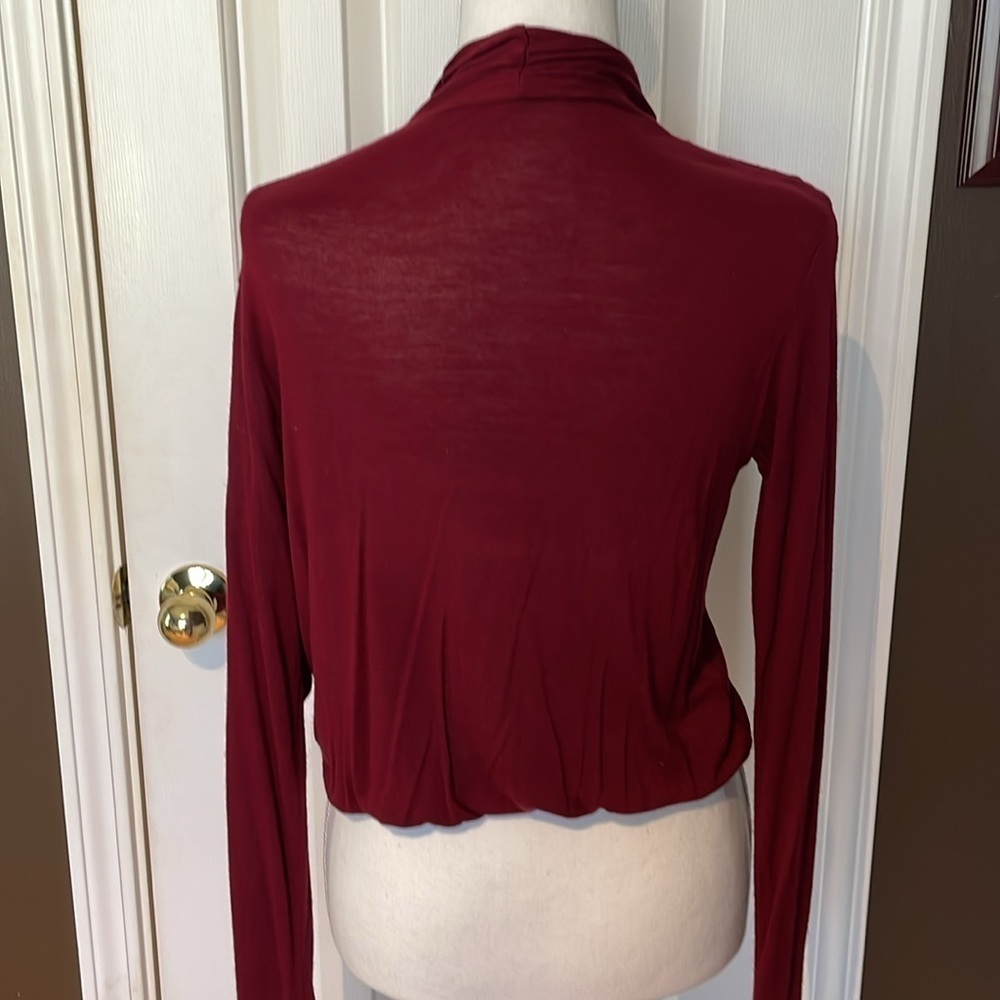 Beware Brand Mauve Burgundy Long Sleeve Wrap Top. Medium - Picture 6 of 11